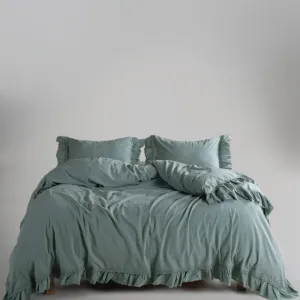 Постільна білизна Stonewashed Francesca 200 × 220 см (євро) Natural Green від Limasso