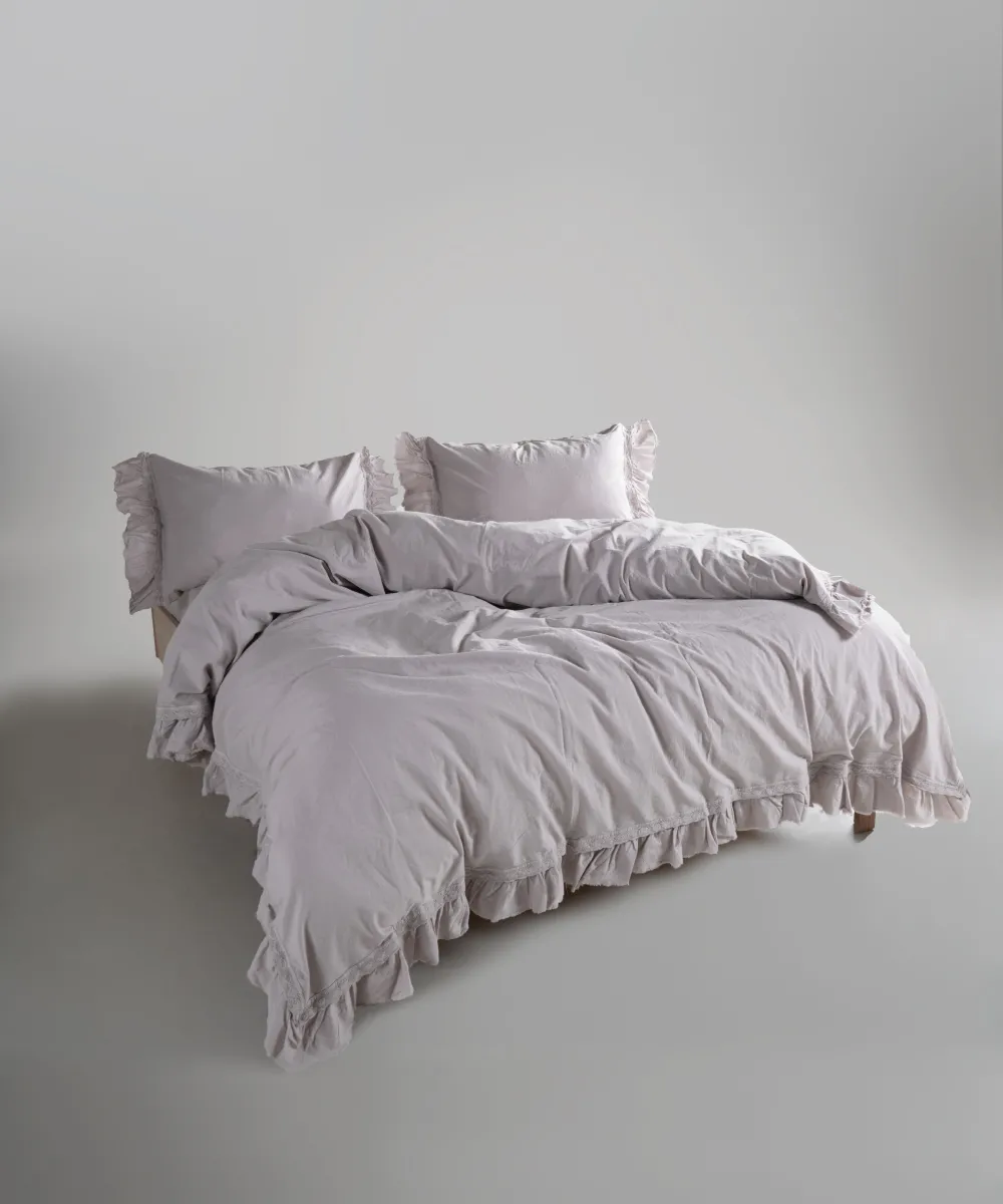 Постільна білизна Stonewashed Francesca 200 × 220 см (євро) Opal Grey від Limasso - Зображення 2