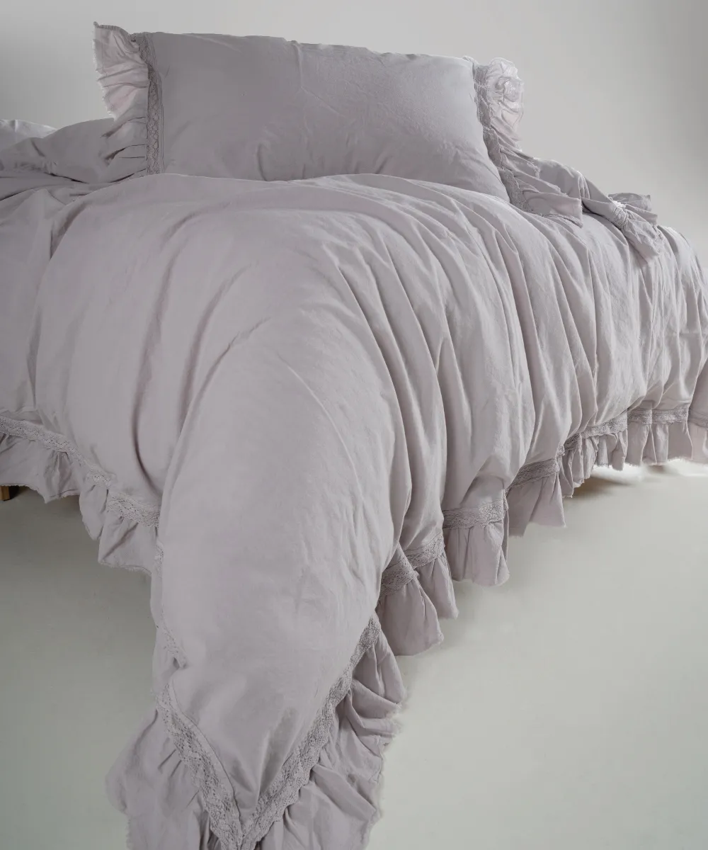 Постільна білизна Stonewashed Francesca 200 × 220 см (євро) Opal Grey від Limasso - Зображення 4