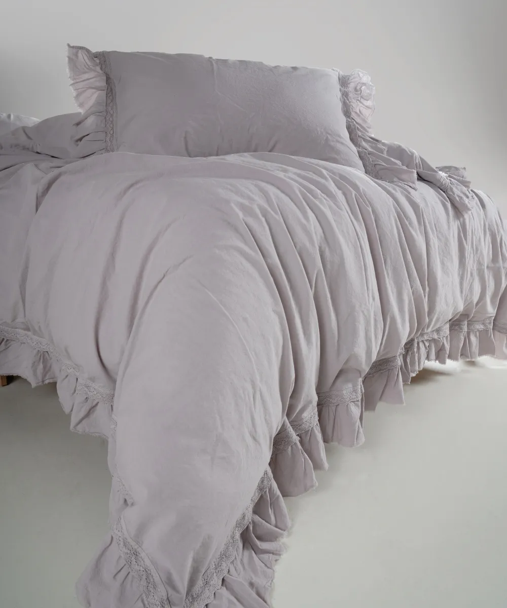 Постільна білизна Stonewashed Francesca 200 × 220 см (євро) Opal Grey від Limasso - Зображення 6