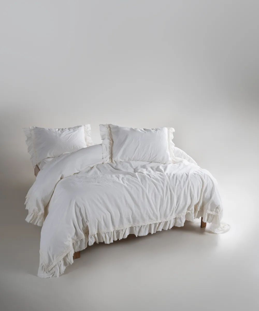 Постільна білизна Stonewashed Francesca 200 × 220 см (євро) Snow White від Limasso - Зображення 2
