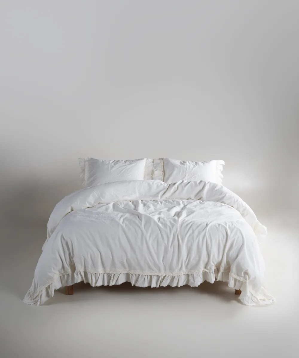 Постільна білизна Stonewashed Francesca 200 × 220 см (євро) Snow White від Limasso