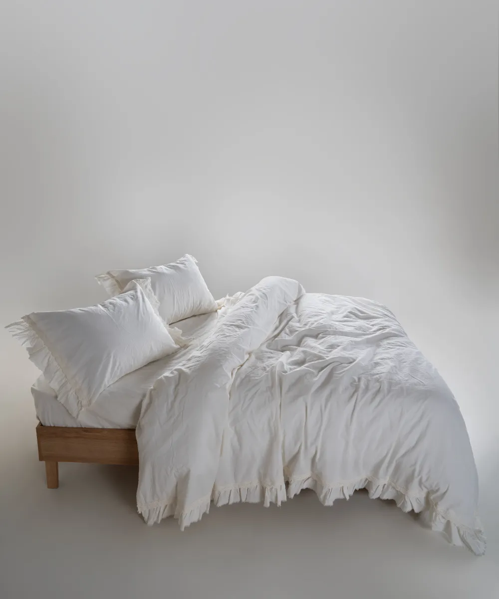 Постільна білизна Stonewashed Francesca 200 × 220 см (євро) Snow White від Limasso - Зображення 3