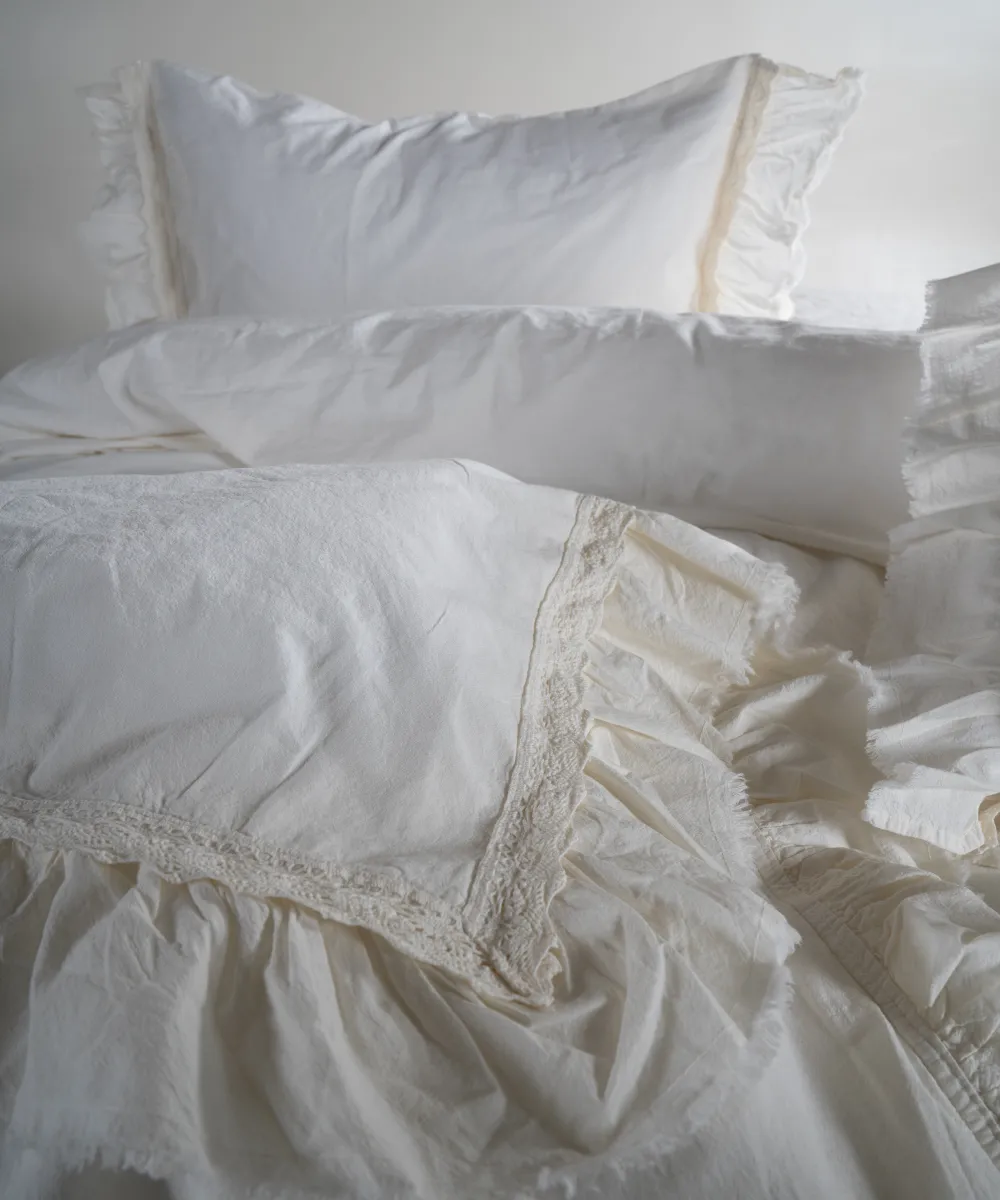 Постільна білизна Stonewashed Francesca 200 × 220 см (євро) Snow White від Limasso - Зображення 4