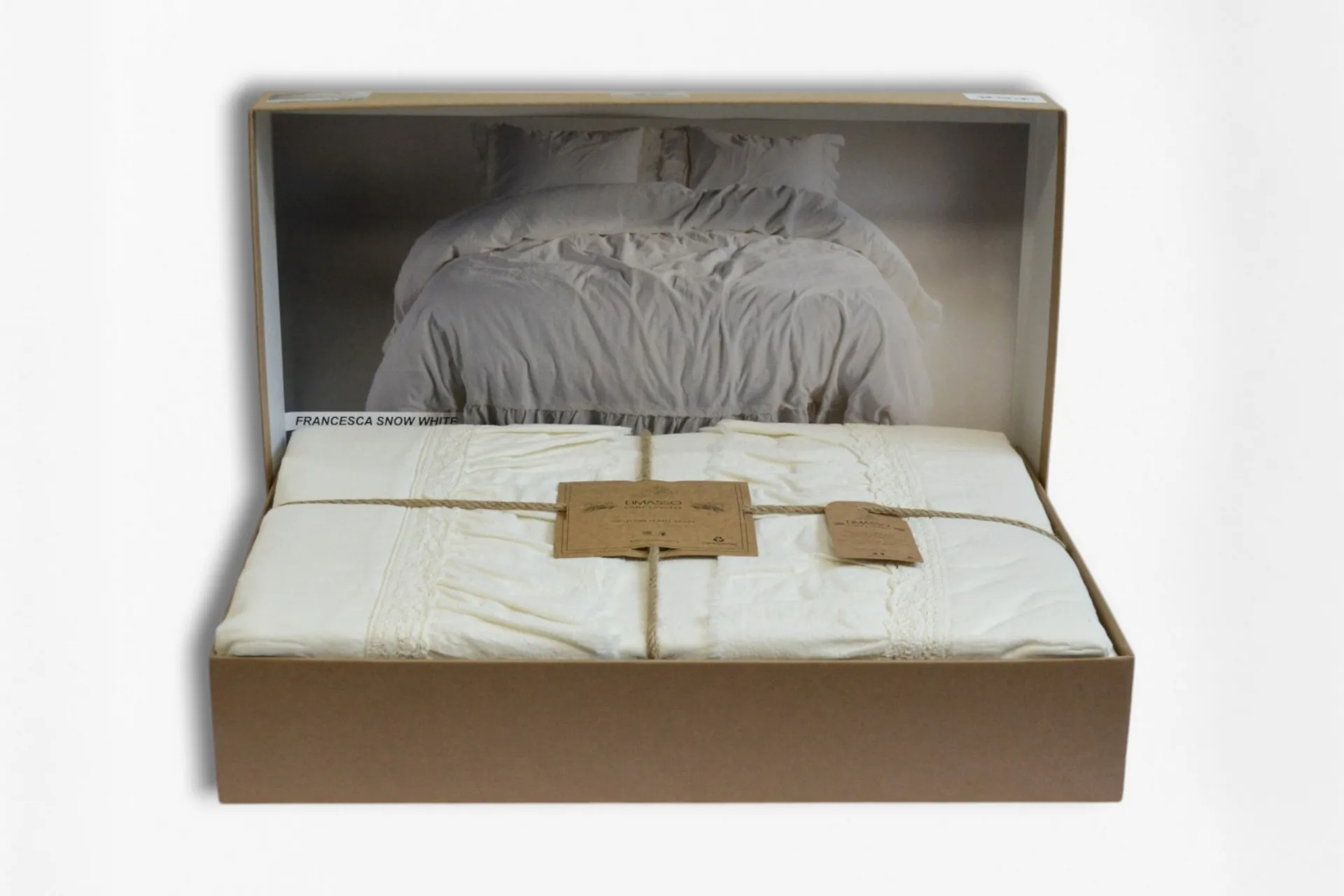 Постільна білизна Stonewashed Francesca 200 × 220 см (євро) Snow White від Limasso - Зображення 9