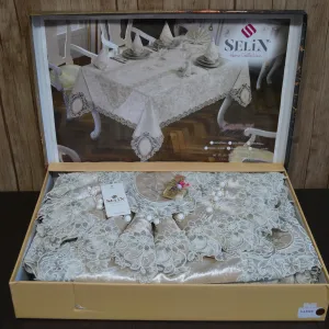 Alternative view of Велюрова скатертина з ранером Gamze Set 160 × 300 см +12 серветок від Selin