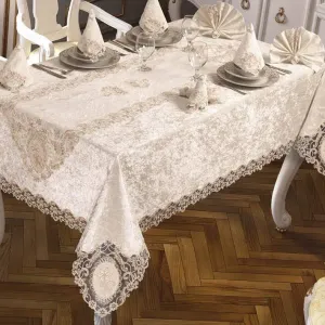 Велюрова скатертина з ранером Gamze Set 160 × 300 см +12 серветок від Selin