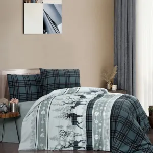 Комплект постільної білизни Flanel 200 × 220 см (євро) Happiness Green від First Choice