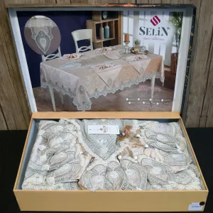 Alternative view of Велюрова скатертина з ранером Hurrem Set 160 × 350 см +12 серветок від Selin