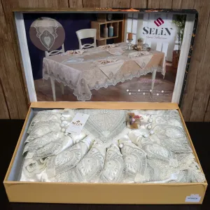 Alternative view of Велюрова скатертина з ранером Hurrem Set 160 × 300 см +12 серветок від Selin