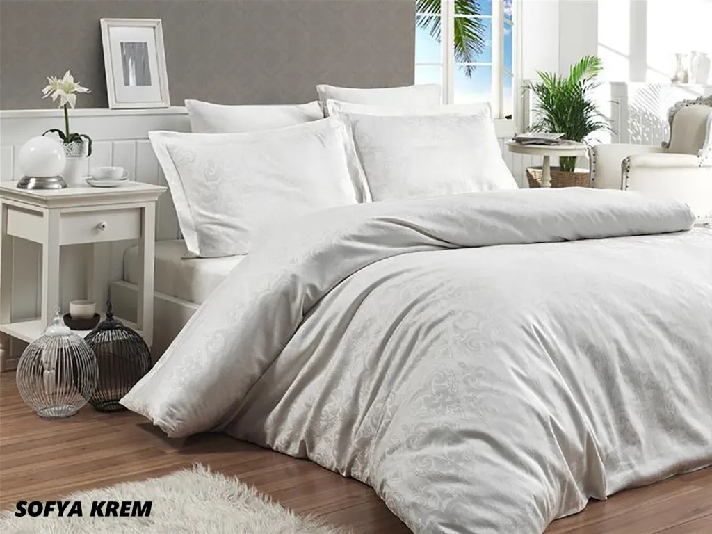 Постільна білизна Jacquard Satin 200 × 220 см (євро) Sofya Cream від First Choice