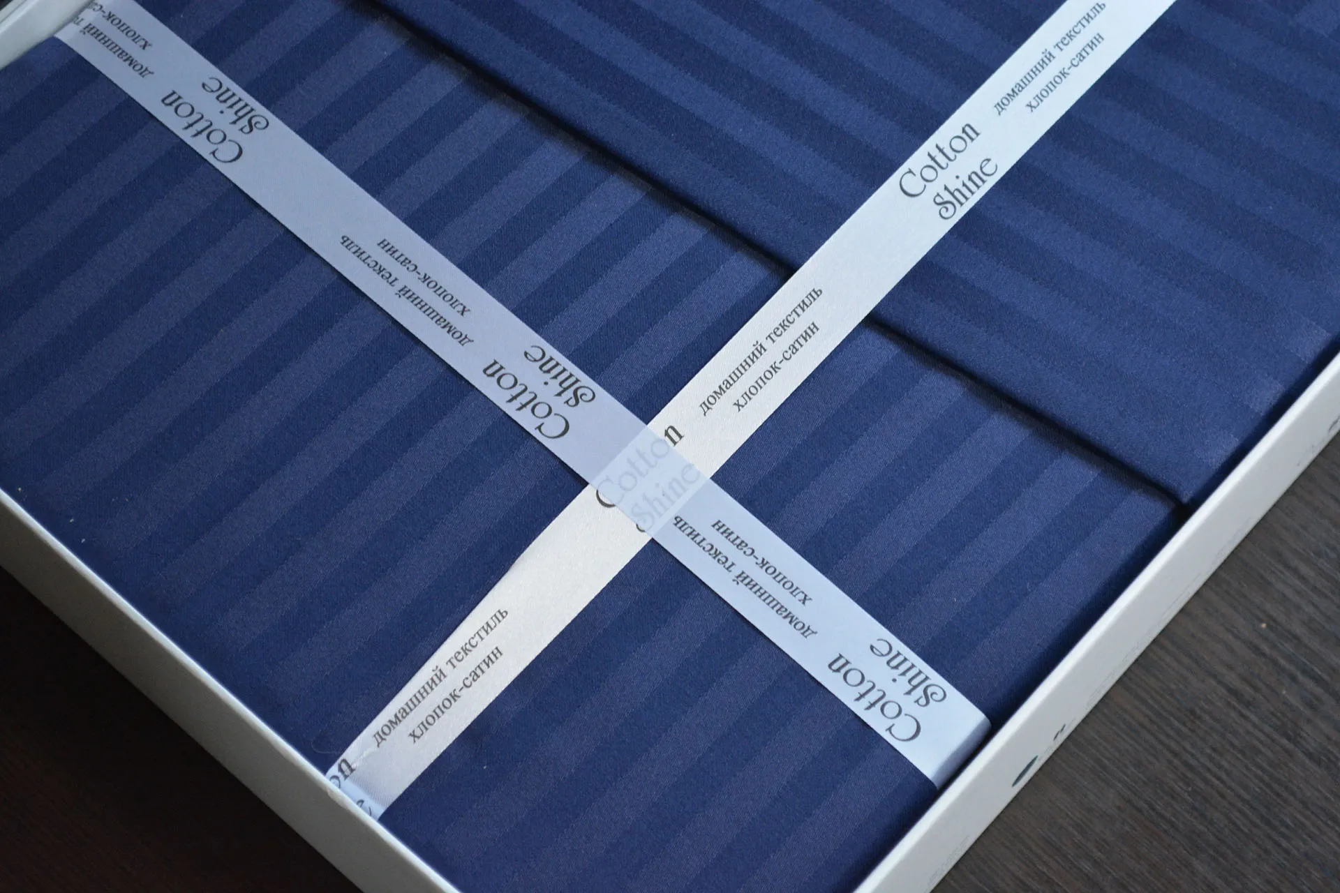 Постільна білизна Stripe Satin 160 × 220 см Lacivert від Cotton Shine - Зображення 3
