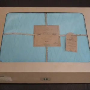 Alternative view of Покривало Cross 180 × 255 см Бірюзовий від Limasso