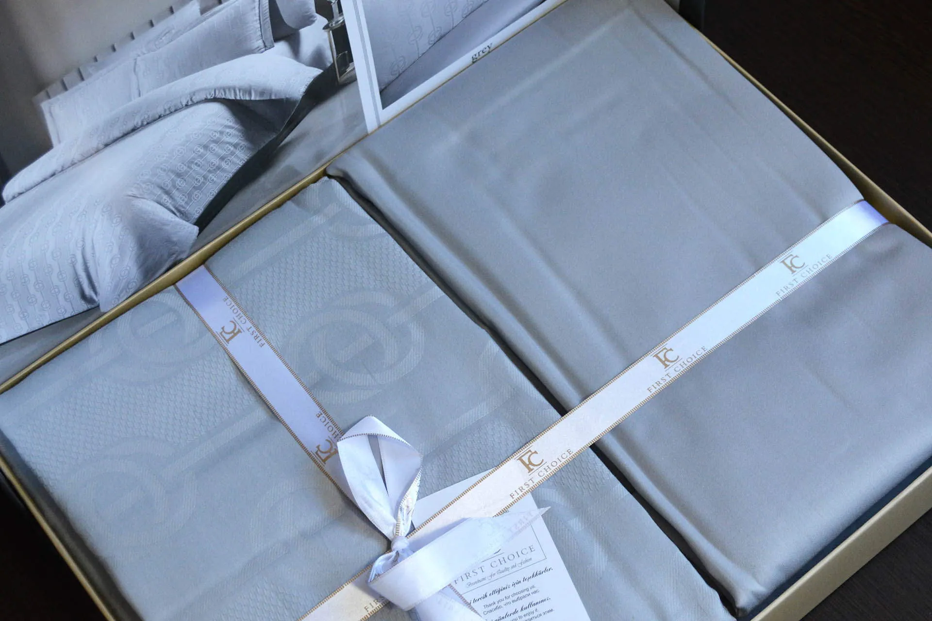 Постільна білизна Jacquard Satin 200 × 220 см (євро) Norel Grey від First Choice - Зображення 5