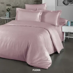 Постільна білизна Stripe Satin 200 × 220 см (євро) Pudra від Cotton Shine