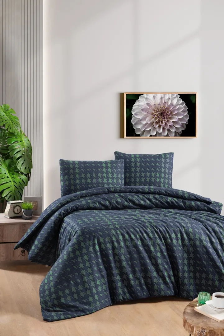 Комплект постільної білизни Flanel 200 × 220 см (євро) Sadora Navy Blue від First Choice