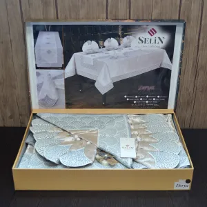 Alternative view of Велюрова скатертина з ранером Derya Set 160 × 350 см +12 серветок від Selin