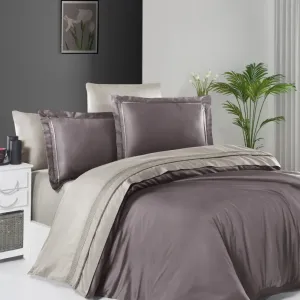 Постільна білизна Deluxe Satin 200 × 220 см (євро) Serenity Lilac-Beige від First Choice