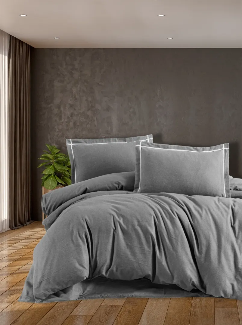 Комплект постільної білизни Flanel 200 × 220 см (євро) Soprano Grey від First Choice