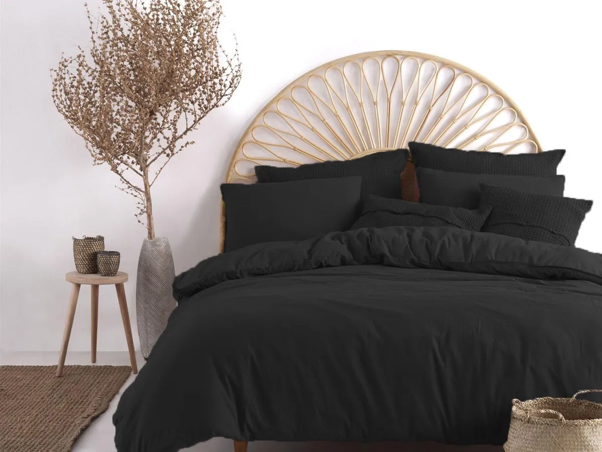 Постільна білизна Stonewashed Ranforse 200 × 220 см (євро) Black від Limasso