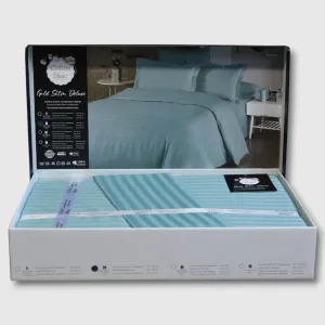 Alternative view of Постільна білизна Stripe Satin 160 × 220 см Turkuaz від Cotton Shine