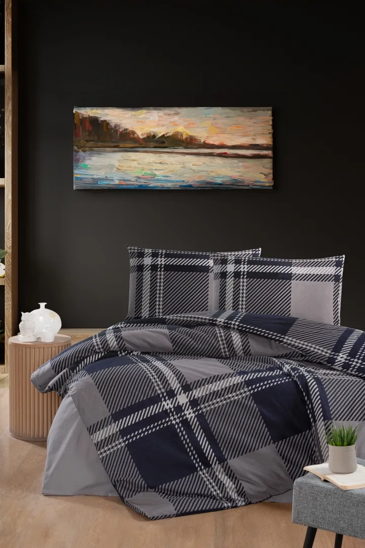 Комплект постільної білизни Flanel 200 × 220 см (євро) Veldor Navy Blue від First Choice