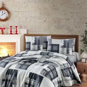 Комплект постільної білизни Flanel 200 × 220 см (євро) Winter Grey від First Choice